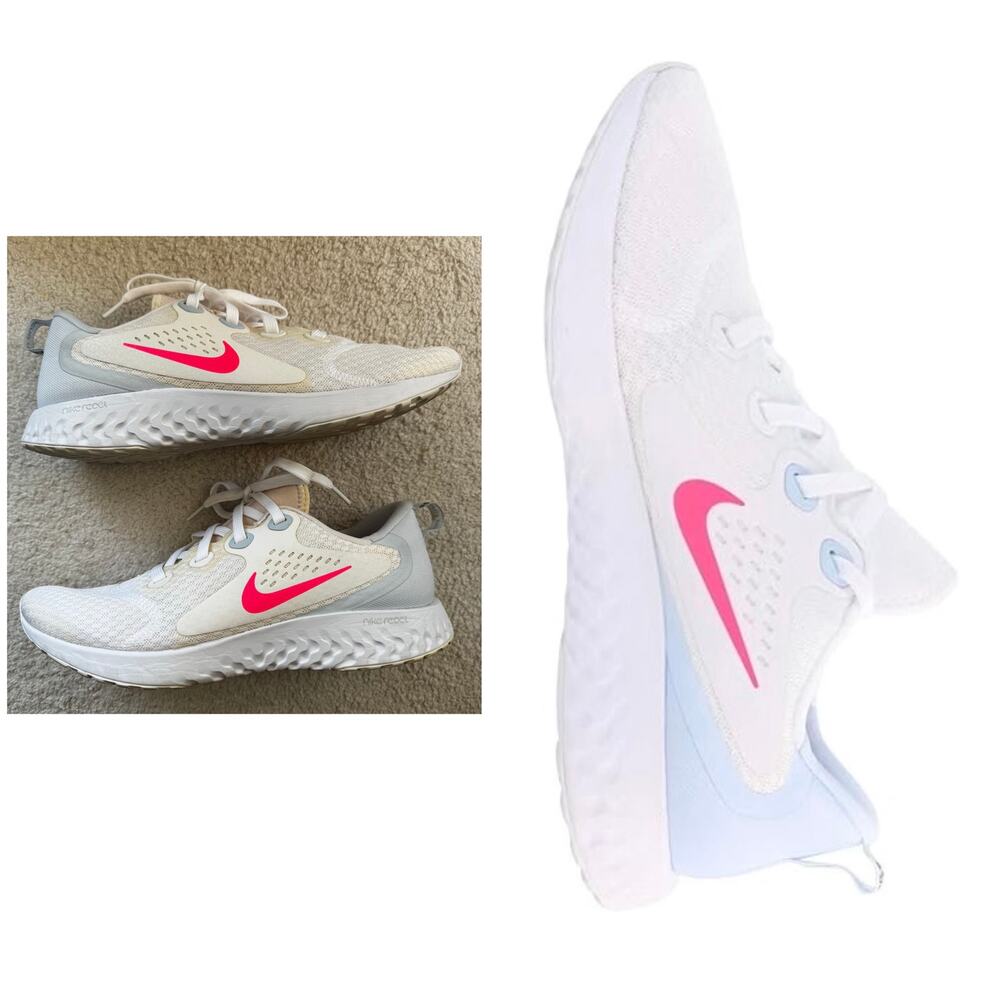 Nike Legend React Sneakers in White/Hyper Pink/Half Blue Colorway